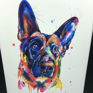 Colorful German Shepard Art Print 11x14 inch